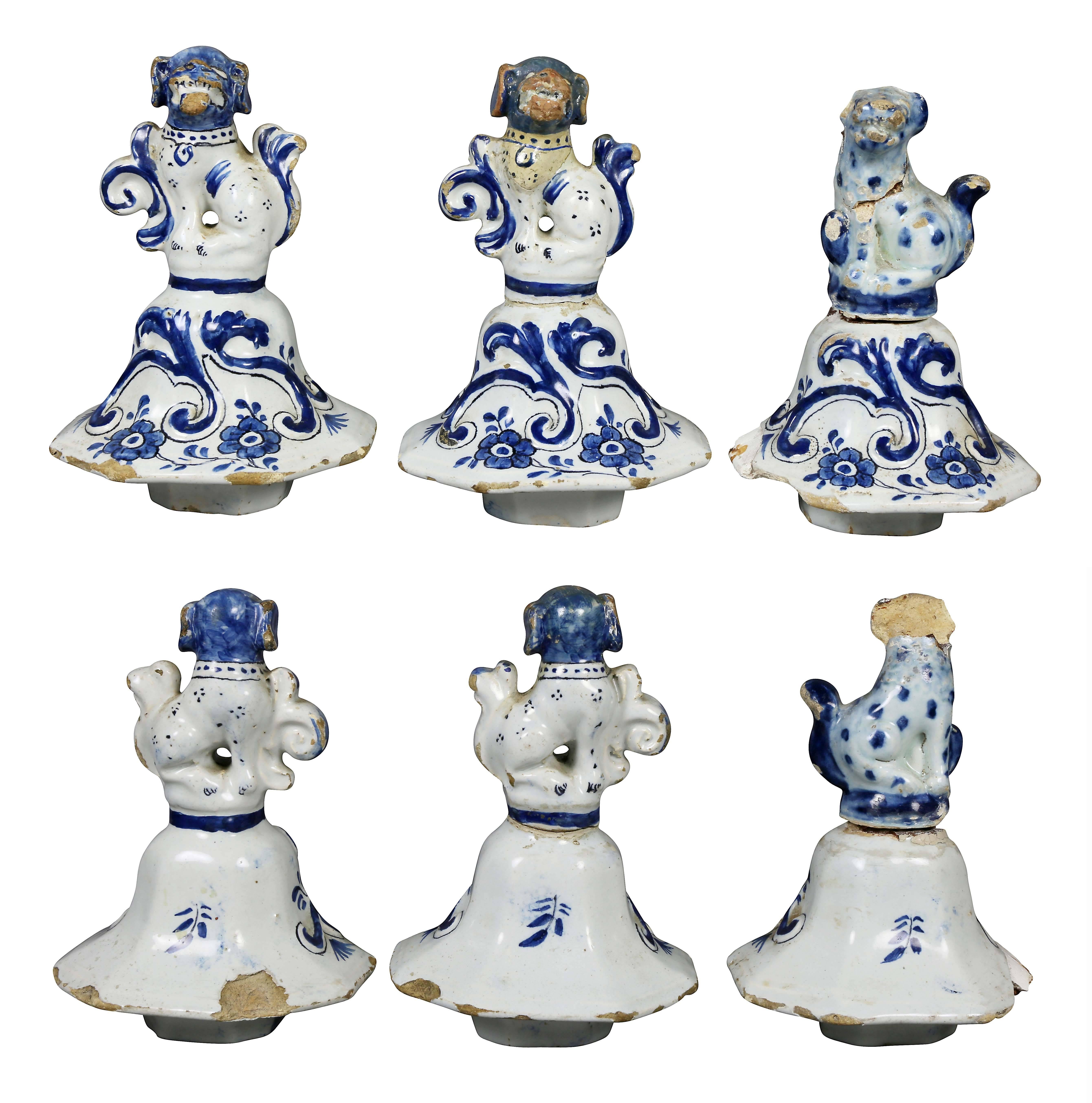 18th Century Delft Five-Piece Blue and White Pottery Garniture