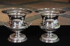 Pair of English Neoclassical Style Silver Plate Wine Coolers