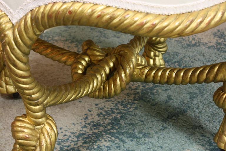 French Giltwood Knotted Rope Style Ottoman at 1stDibs