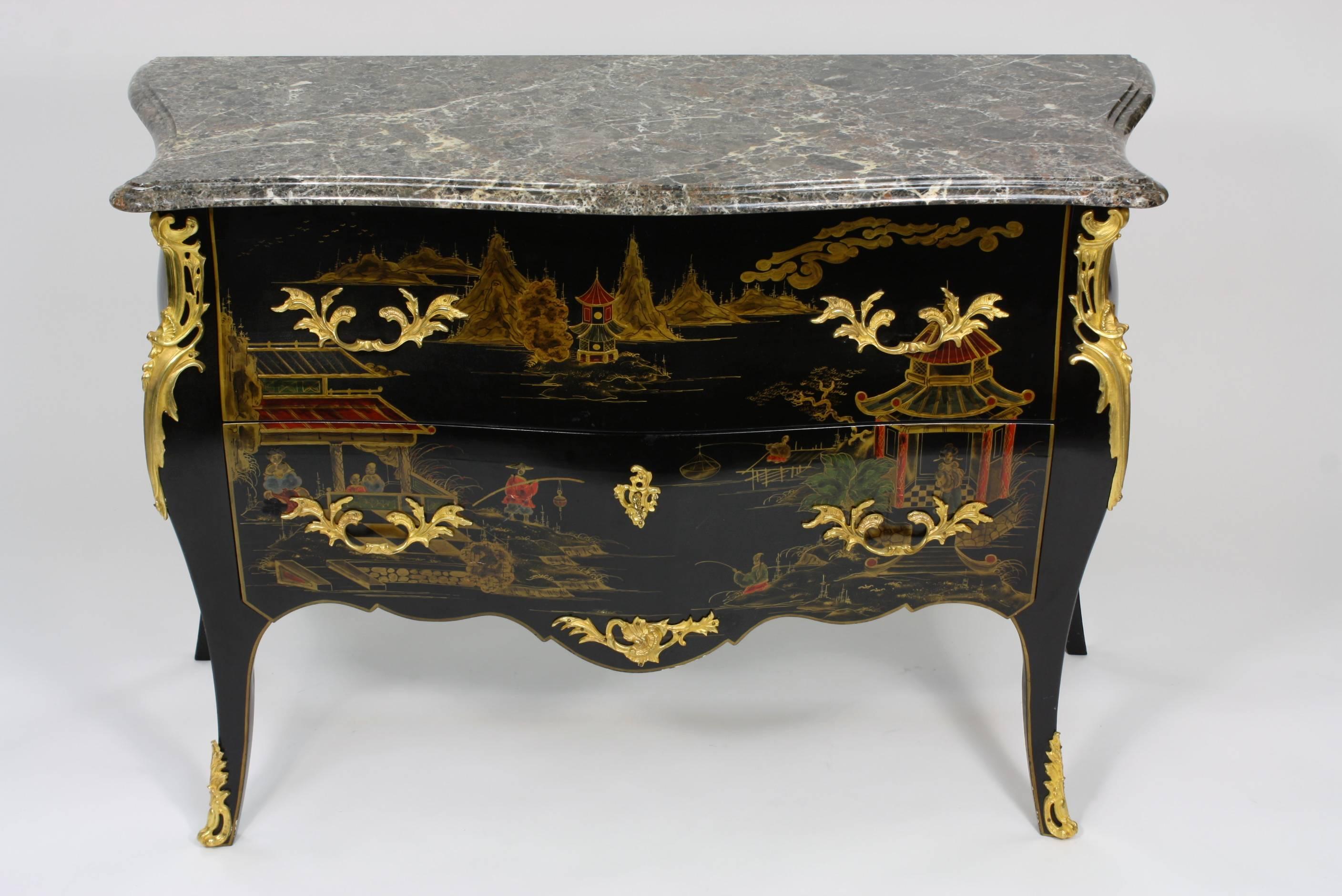 French Louis XV Style Chinoiserie Commode In Good Condition In Pembroke, MA
