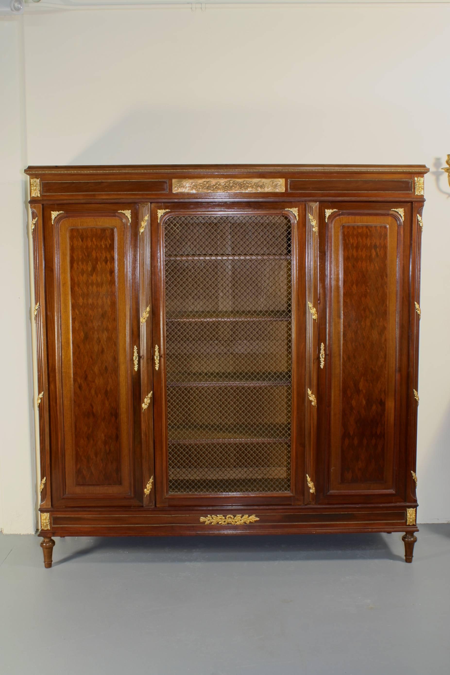 Gilt French Louis XVI Style Mahogany Bibliotheque