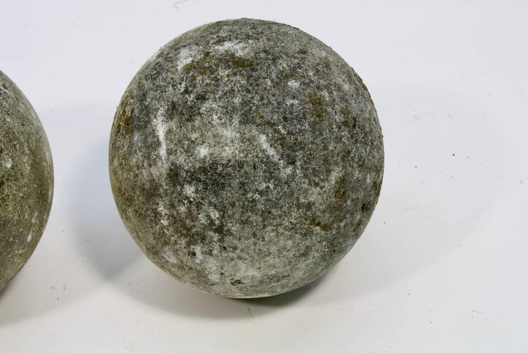 Set of Three Carved Stone Ball Garden Spheres at 1stDibs