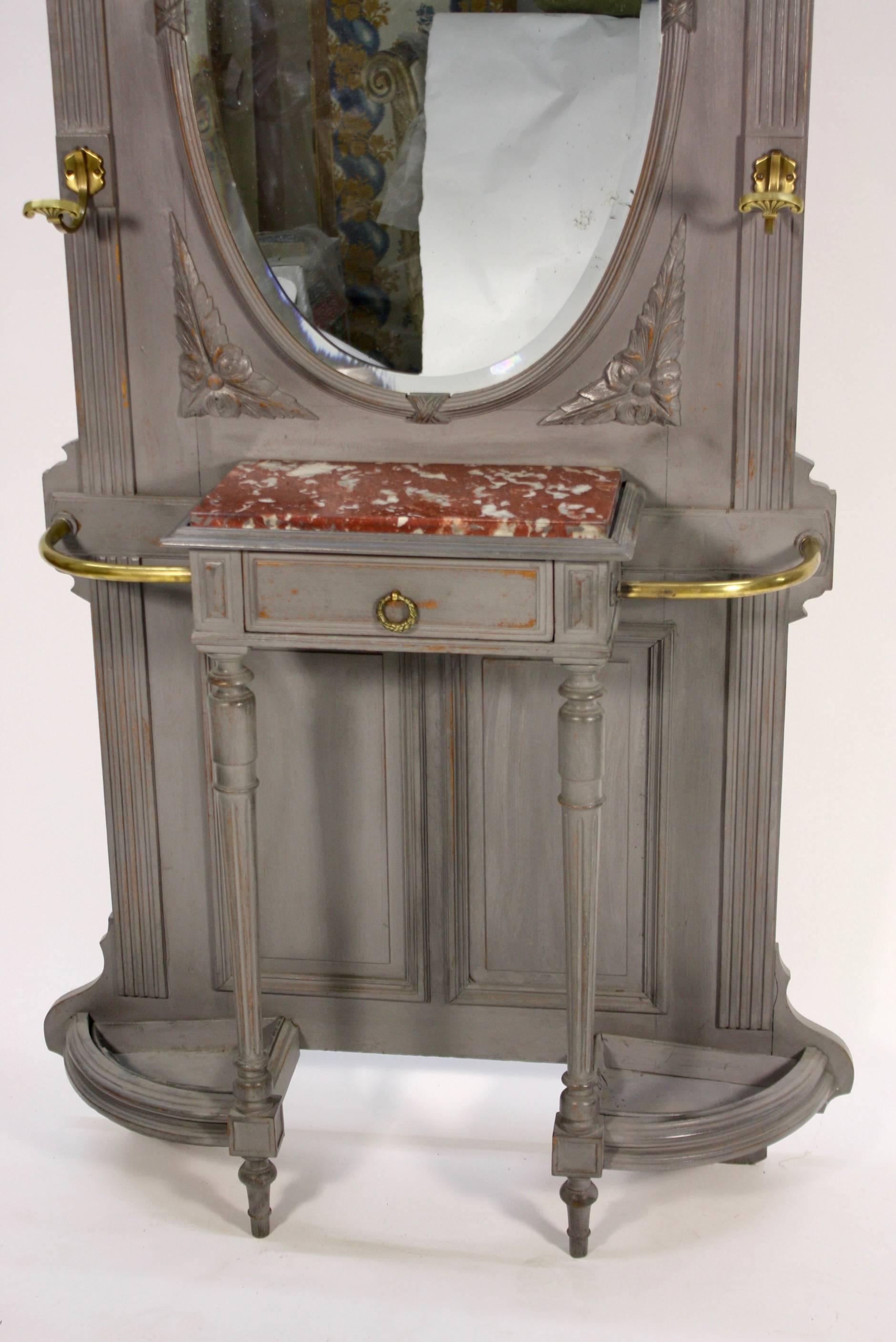 Beveled 19th Century French Coat and Umbrella Stand For Sale