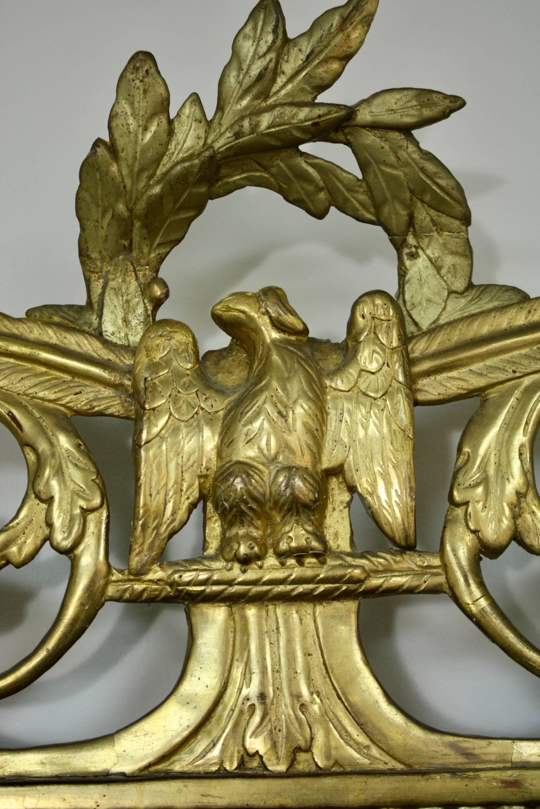 Louis XVI Period Trumeau Mirror with Eagle In Good Condition For Sale In Pembroke, MA