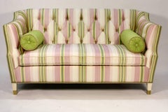 Custom Upholstered Sofa in Striped Silk Fabric by Scalamandre