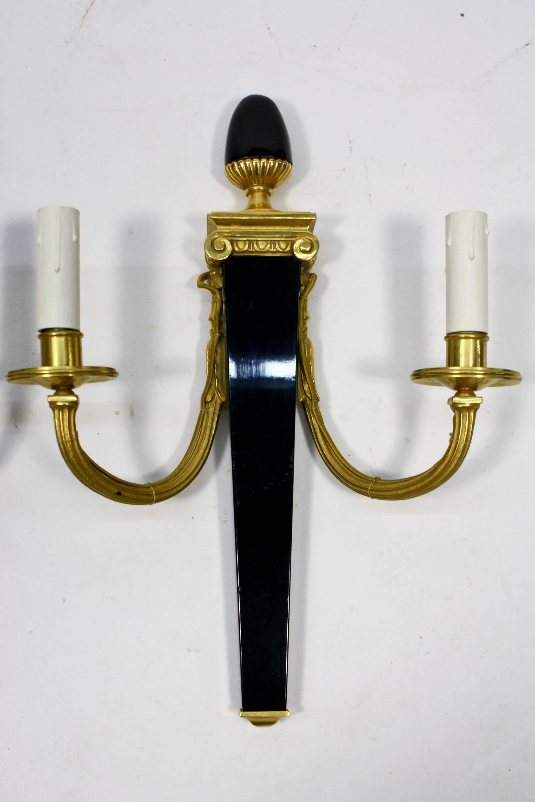 Set of Four Neoclassical Sconces by Maison Bagues In Good Condition In Pembroke, MA