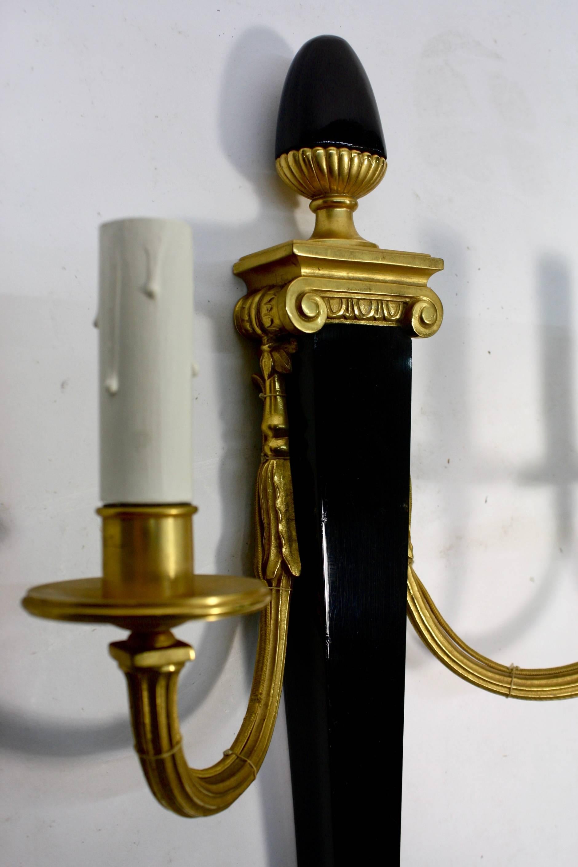 Set of Four Neoclassical Sconces by Maison Bagues 2