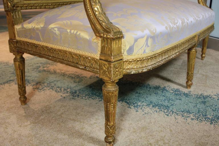 French Louis XVI Style Giltwood Settee, Sofa or Canape For Sale 2