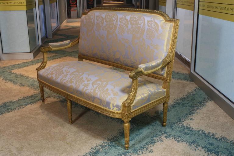 19th Century French Louis XVI Style Giltwood Settee, Sofa or Canape For Sale