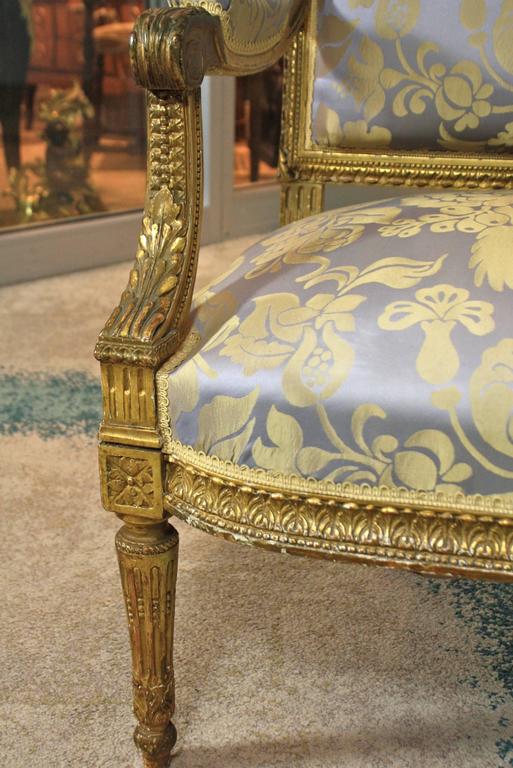 French Louis XVI Style Giltwood Settee, Sofa or Canape For Sale 1
