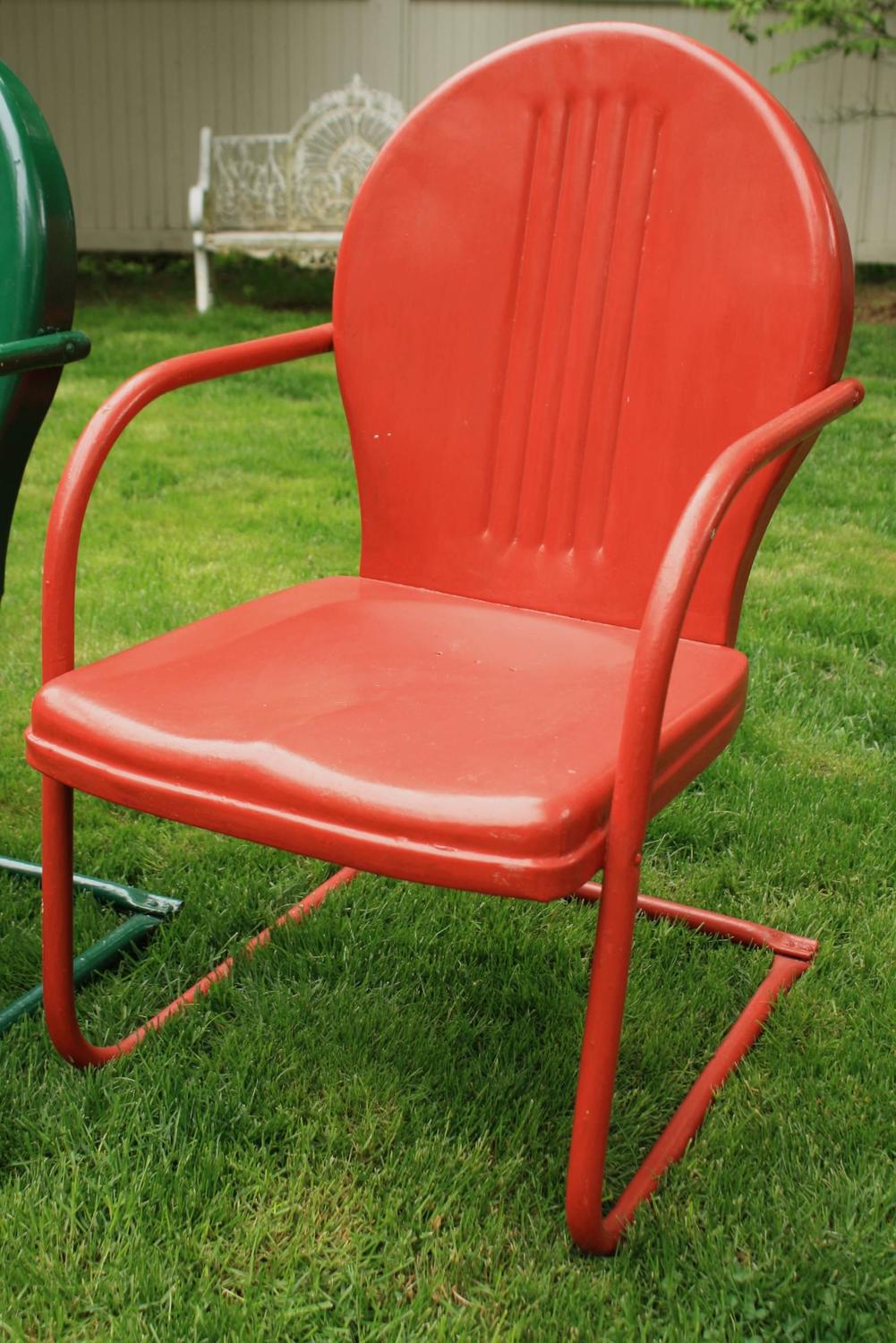 Set of Four Painted Metal Vintage Patio or Garden Chairs ...