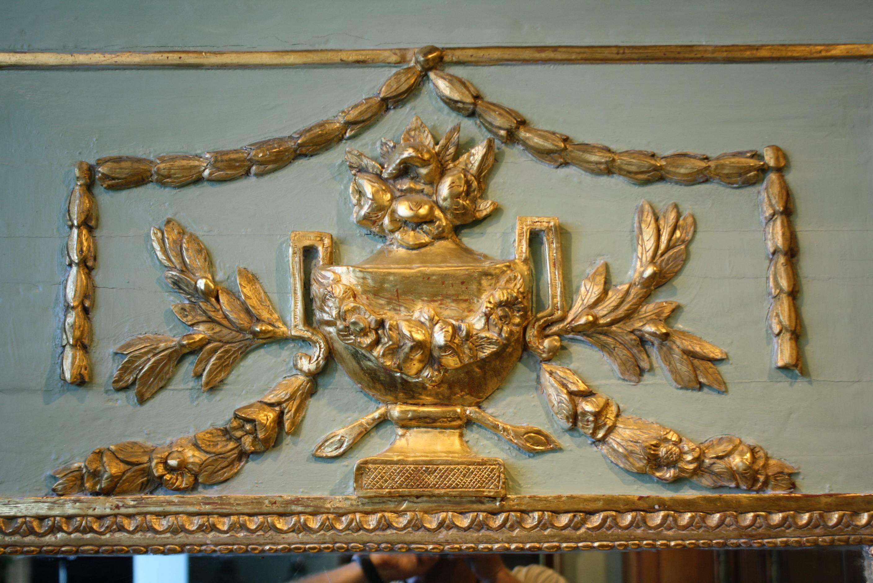 Louis XVI Period Painted and Parcel Gilt Trumeau Mirror 3