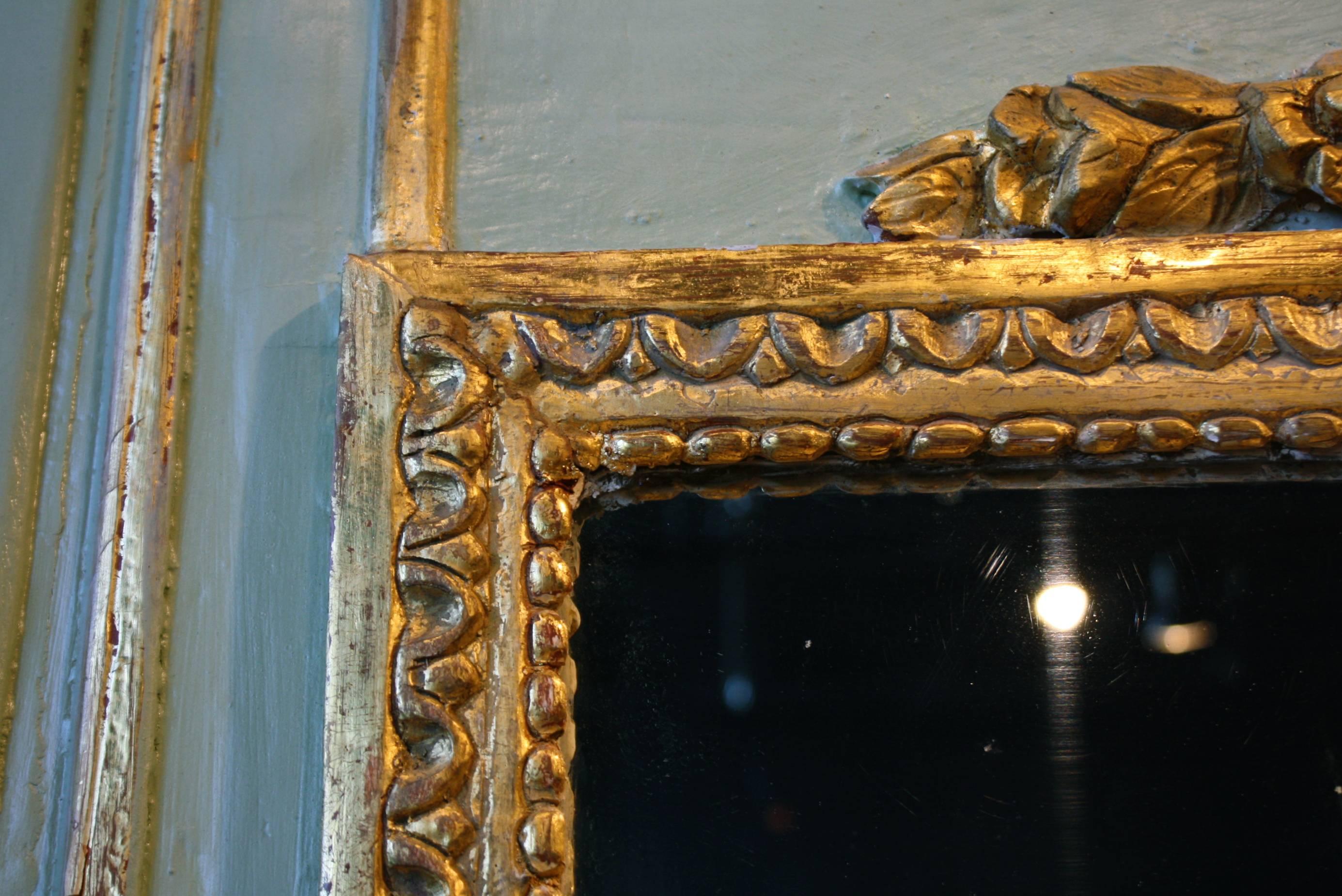 Louis XVI Period Painted and Parcel Gilt Trumeau Mirror 1