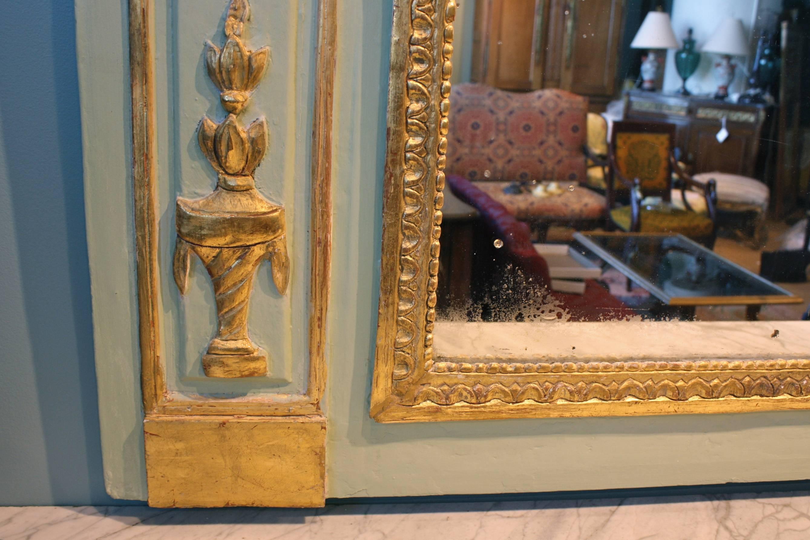 Louis XVI Period Painted and Parcel Gilt Trumeau Mirror 2