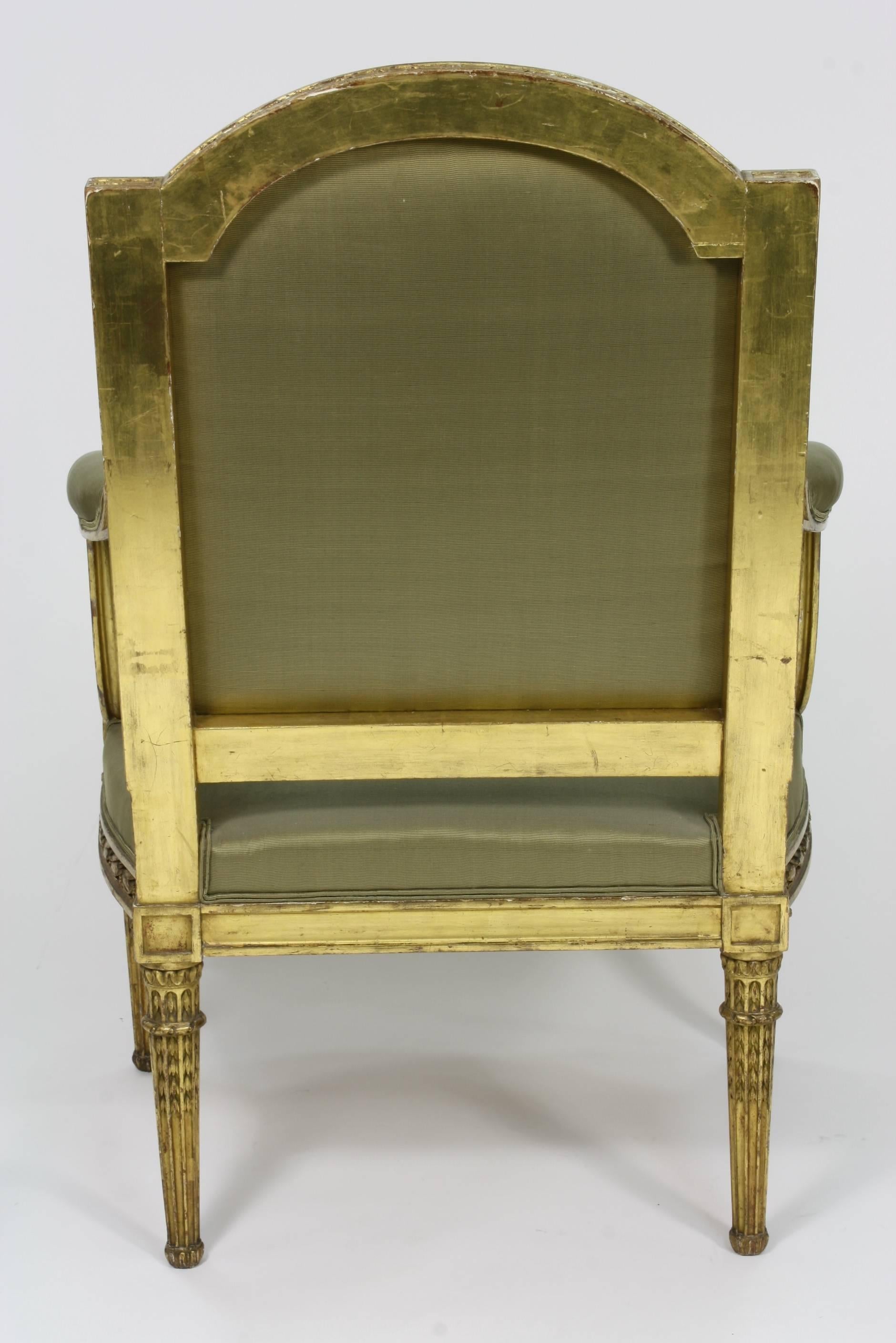 Pair of Fine Quality Louis XVI Style Giltwood Armchairs 3