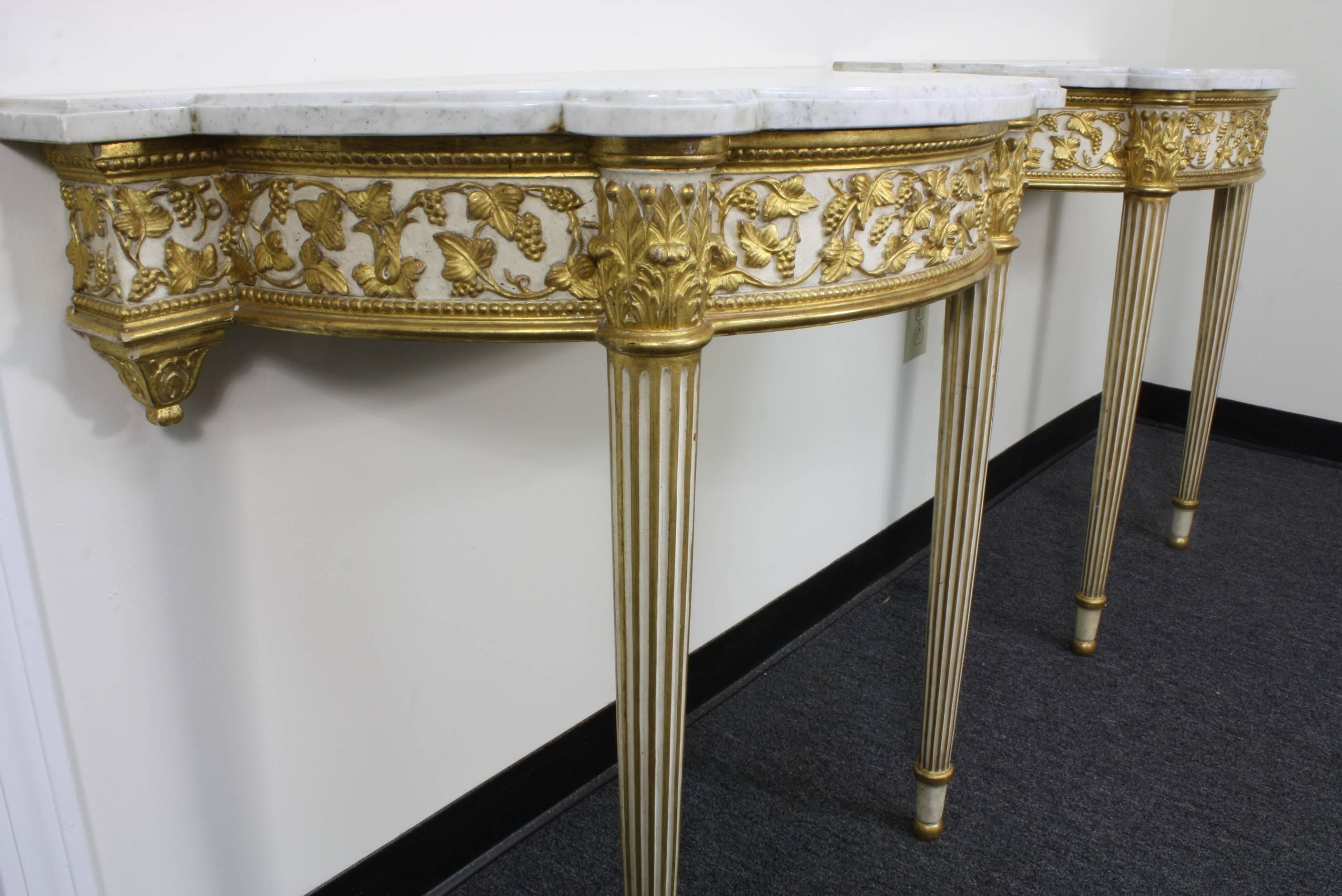 Pair of Fine Quality Louis XVI Style Console Tables In Good Condition For Sale In Pembroke, MA