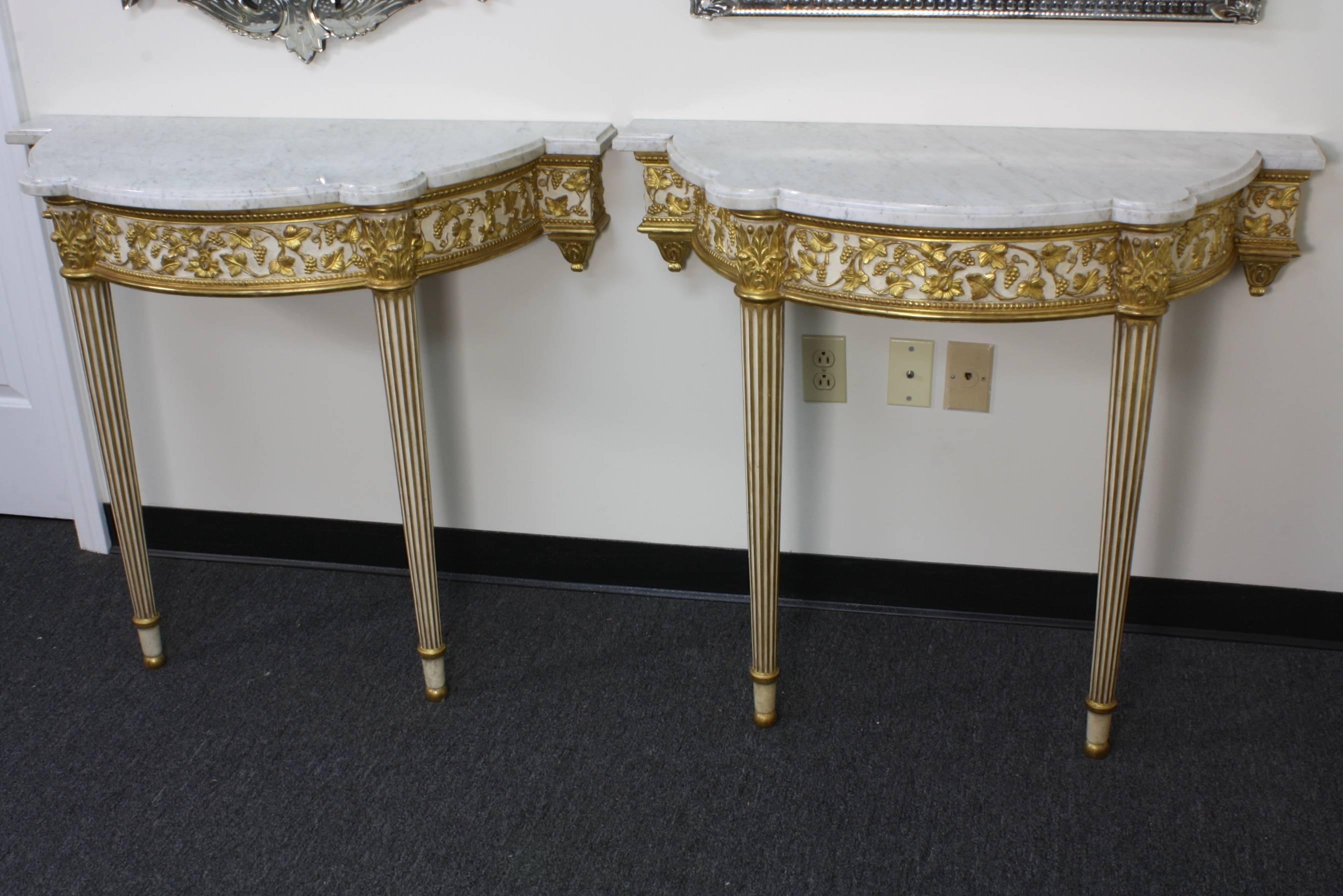 French Pair of Fine Quality Louis XVI Style Console Tables For Sale