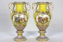 Pair of Meissen Porcelain Vases with Snake Handles
