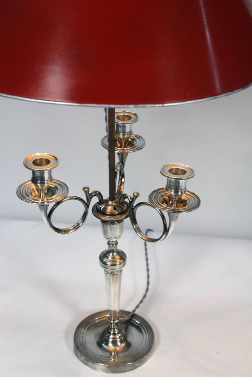 Pair of SilveredBronze Hunting Horn Candelabra Lamps For Sale at 1stDibs