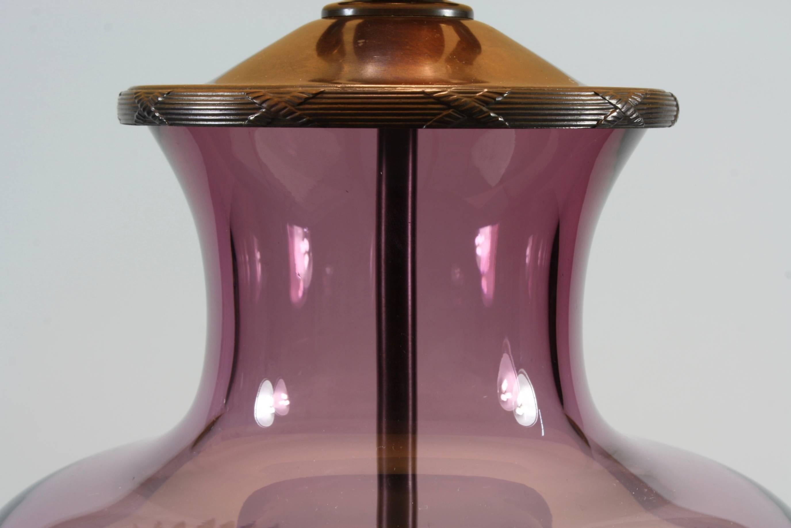 Neoclassical Lavender Crystal Urn Form Lamp by Lucy Cope