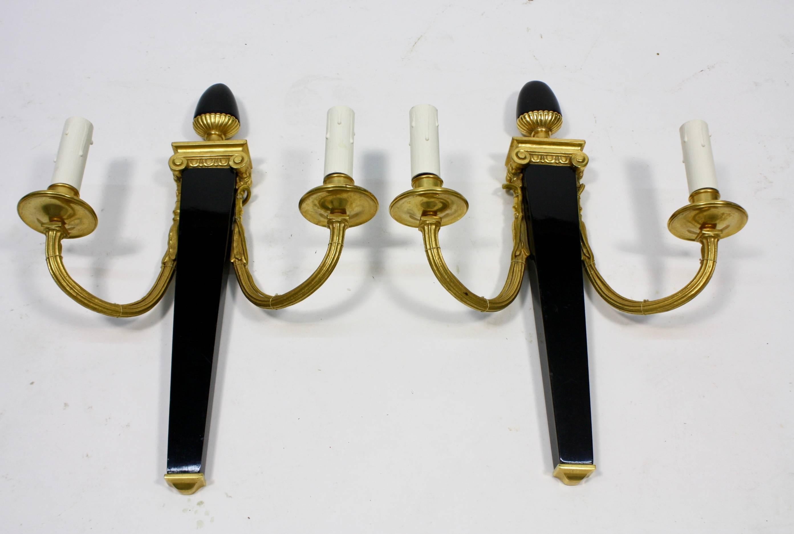 French Set of Four Neoclassical Sconces by Maison Bagues