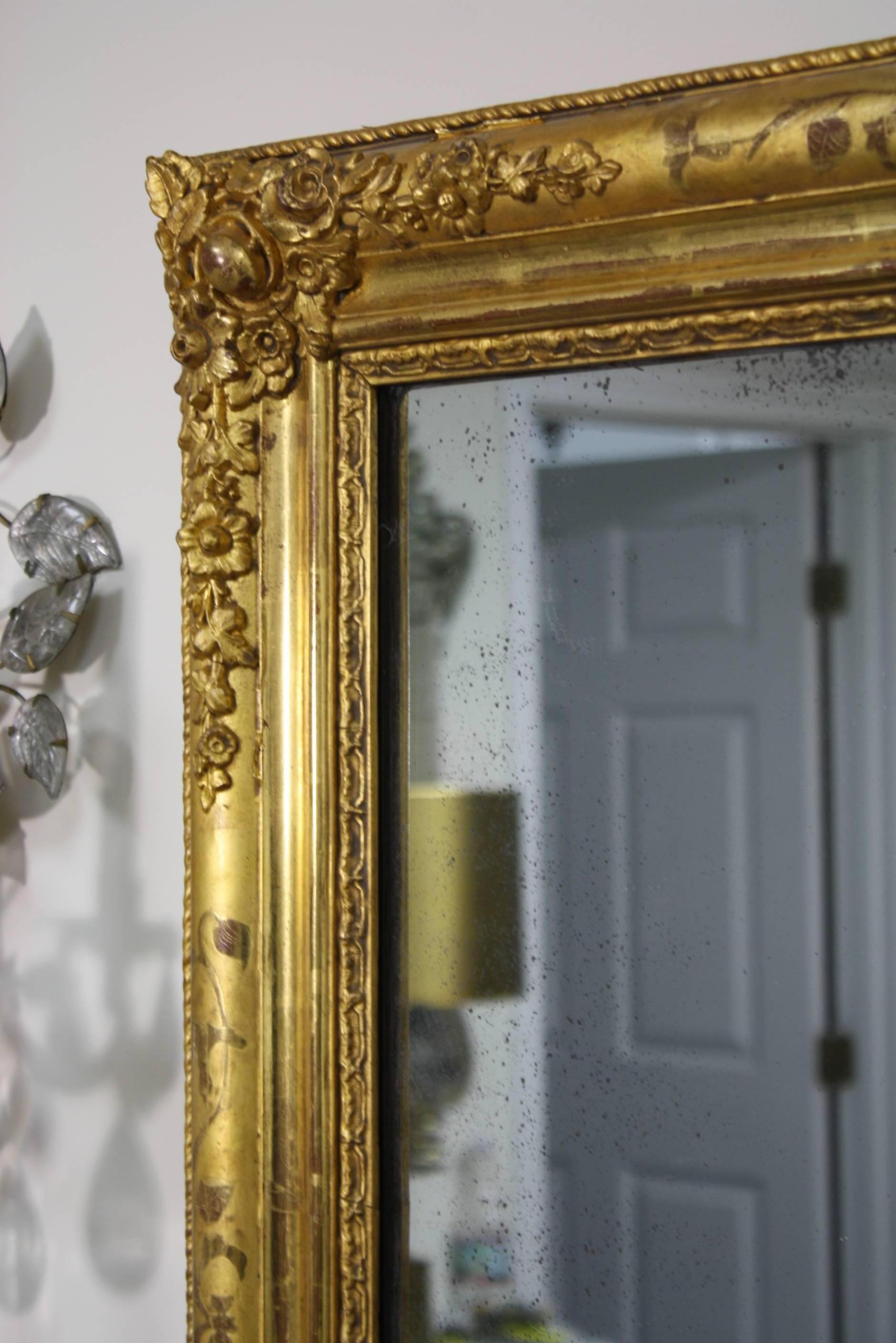 Gesso French Charles X Period Giltwood Mirror For Sale