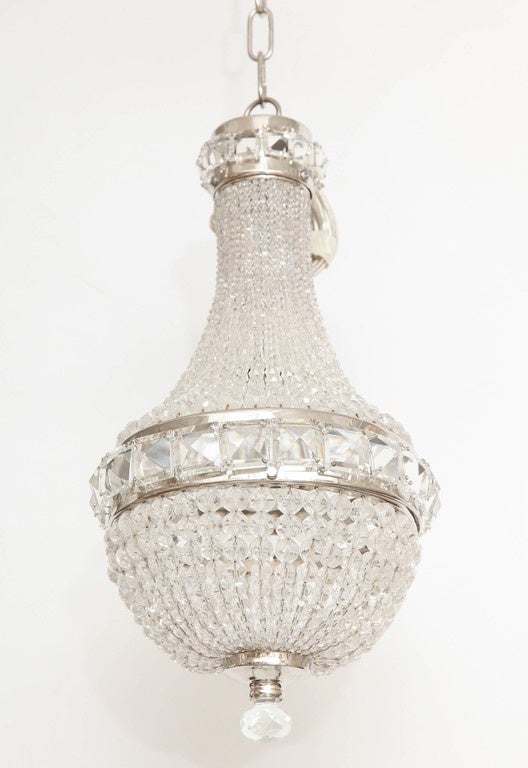 Small Vintage Chandelier At 1stdibs A Small Vintage Chandelier With Silver Plate Trim Made Up Of Crystal Beads Square