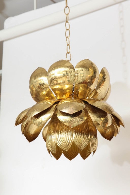 Series of Brass Lotus Blossom Pendants In Excellent Condition In New York, NY