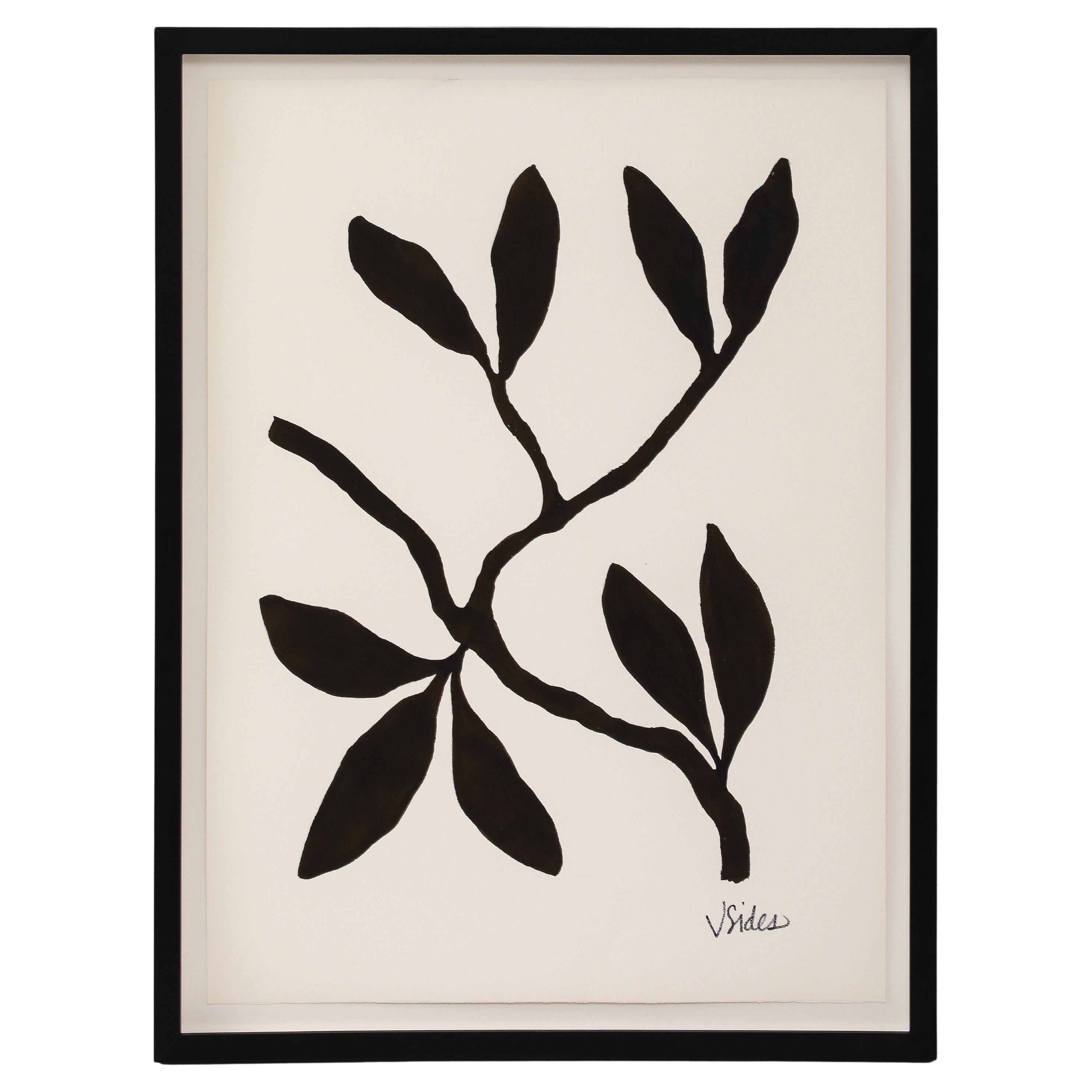 Ein schwarz-weiß bemaltes botanisches Aquarell