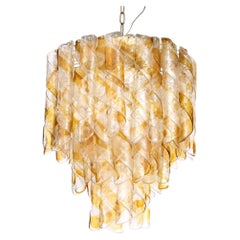 Italian Mazzega Multi-Tier Glass Chandelier
