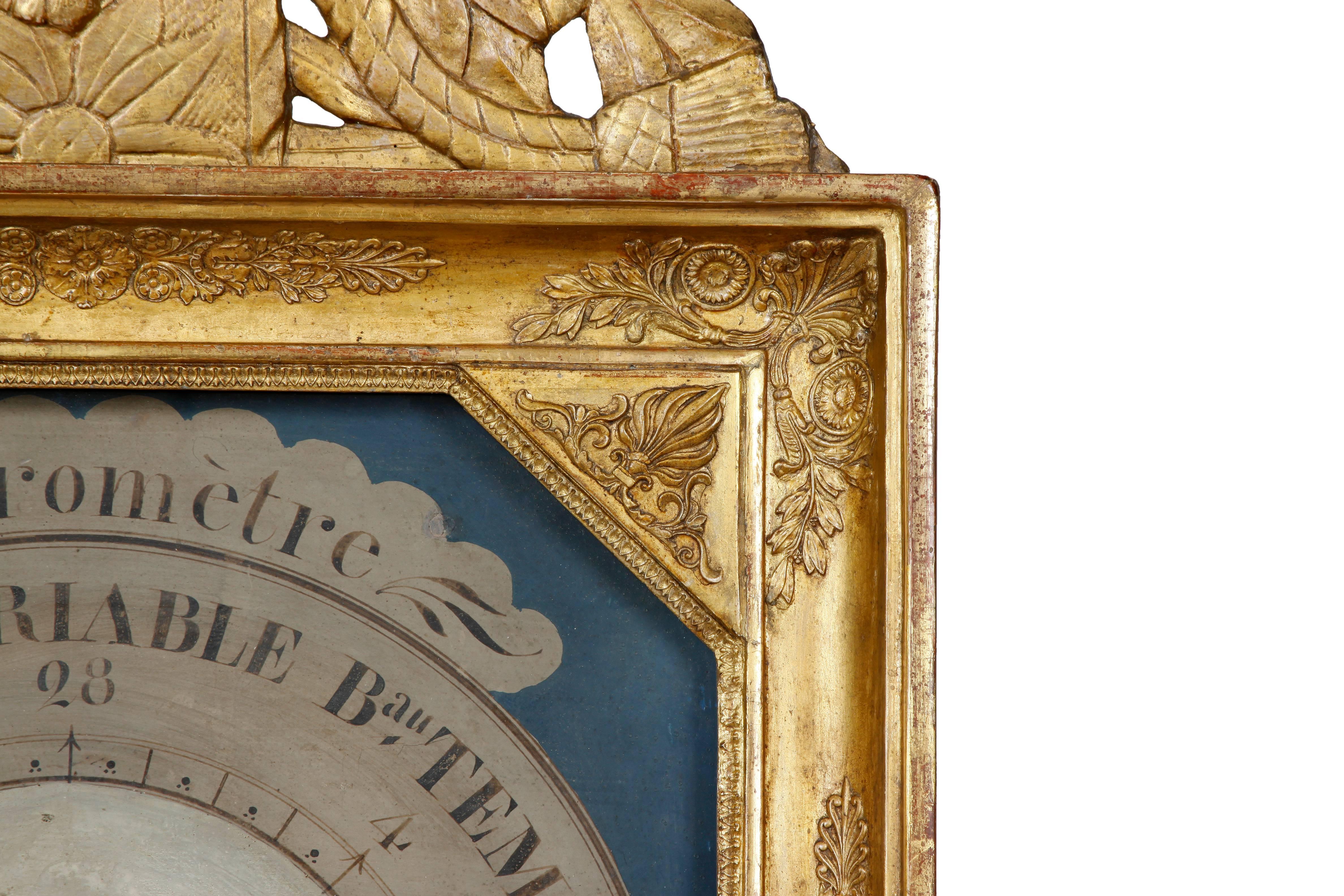 19th Century French Barometer in Giltwood Frame In Good Condition In New York, NY
