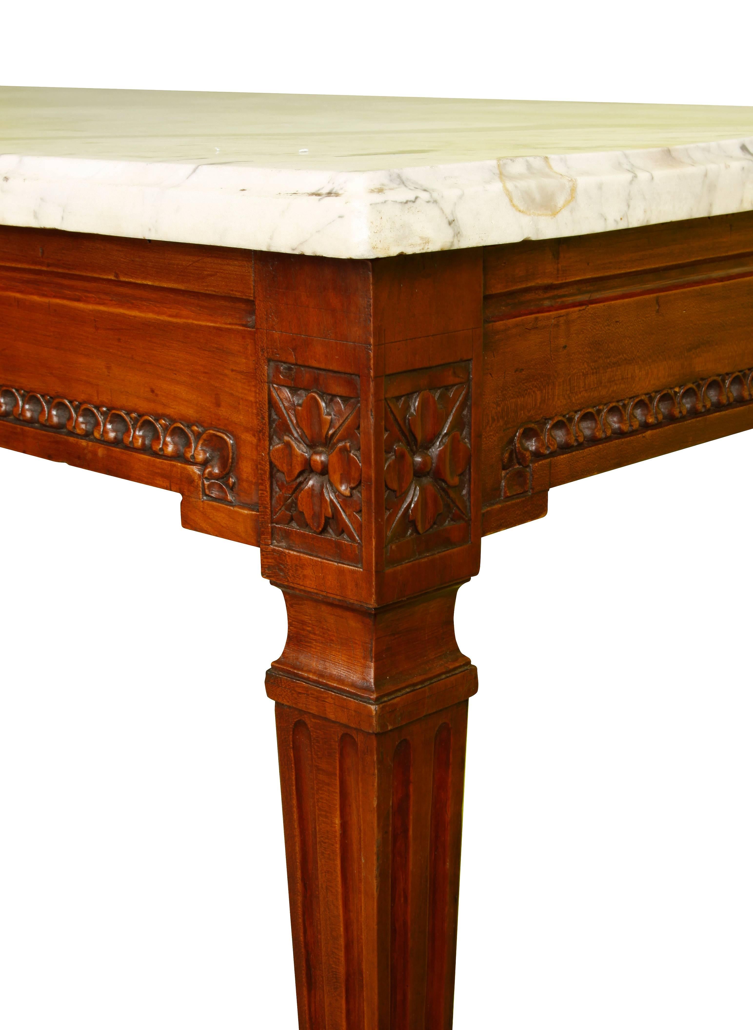 French Mahogany Console with Marble Top For Sale