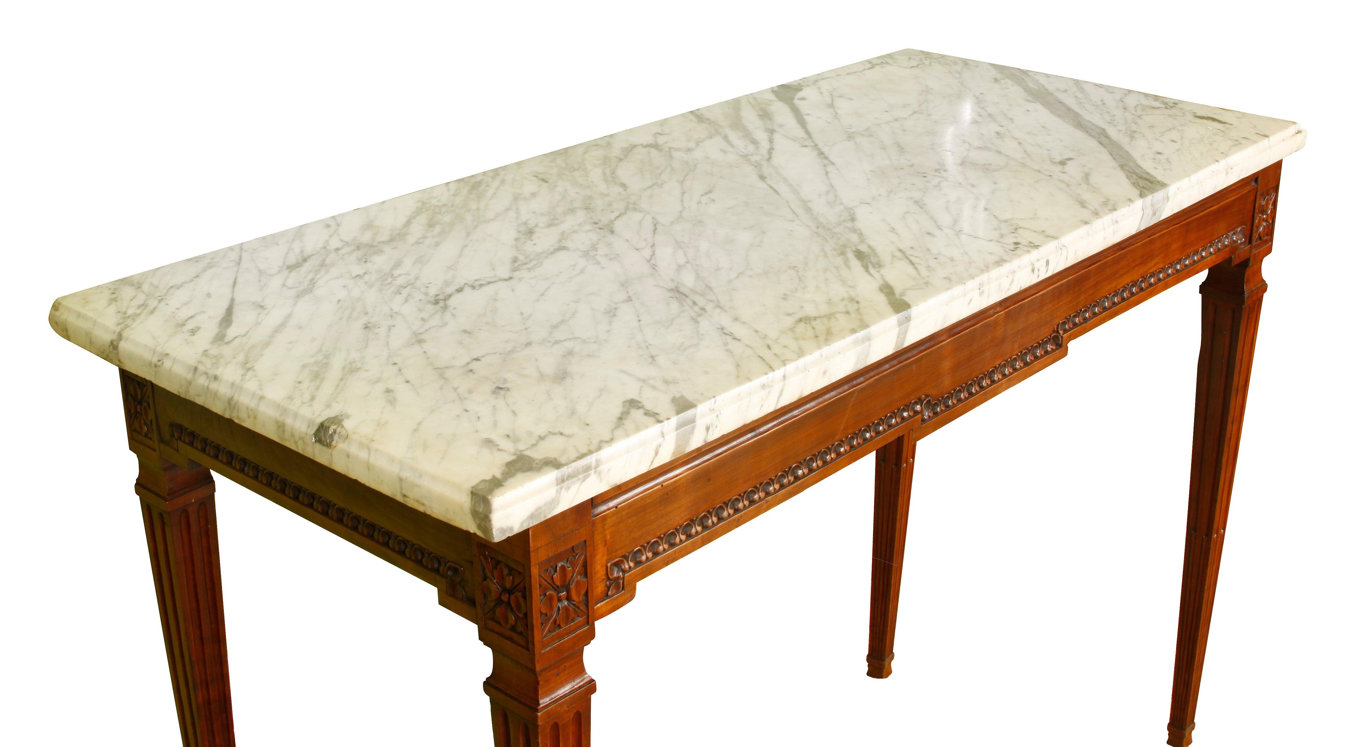 Mahogany Console with Marble Top In Good Condition For Sale In New York, NY