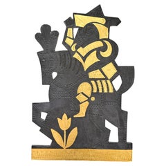 Gold-Leaf Gilded Lead Panel, Roger Capron, France c.1968