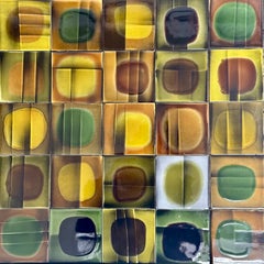 Superbe ensemble de 100 carreaux en céramique « Planètes », Roger Capron, France, vers 1965