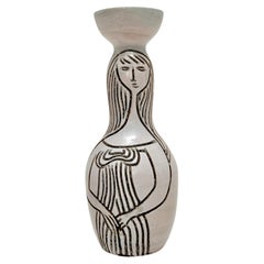 Jarrón biomórfico de Raphael Giarusso, Accolay, Francia, 1960