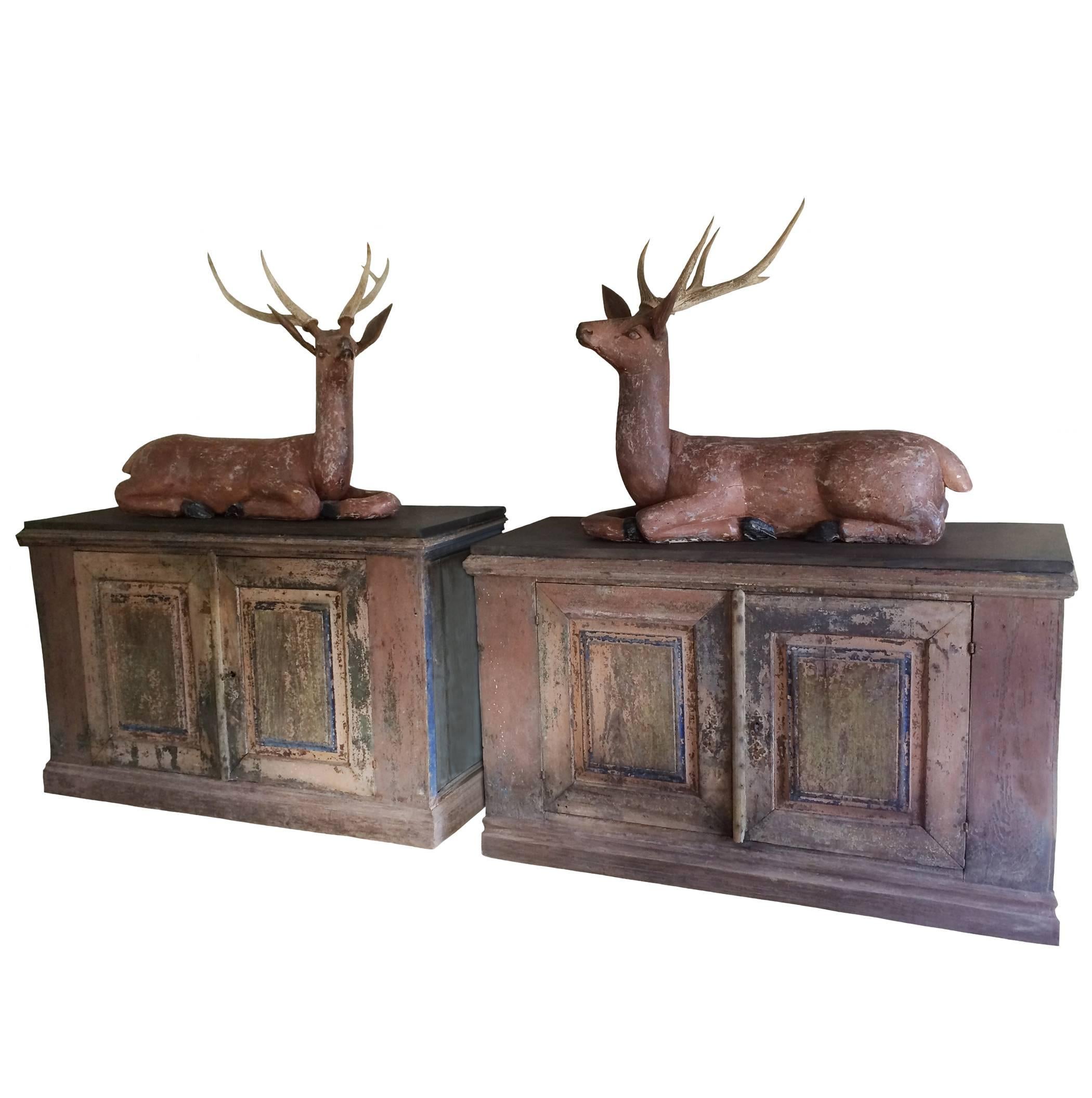 Pair of 18th Century Italian Polychrome Buffets For Sale 2