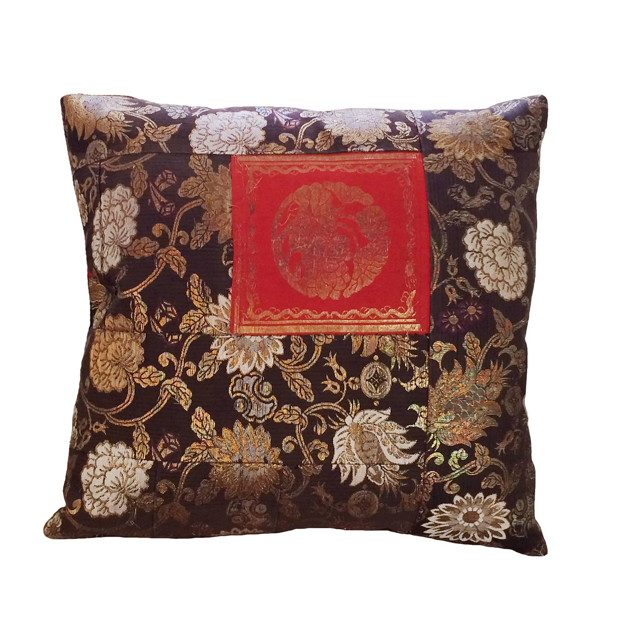 Japanese Obi Down Pillow In Excellent Condition In Montecito, CA
