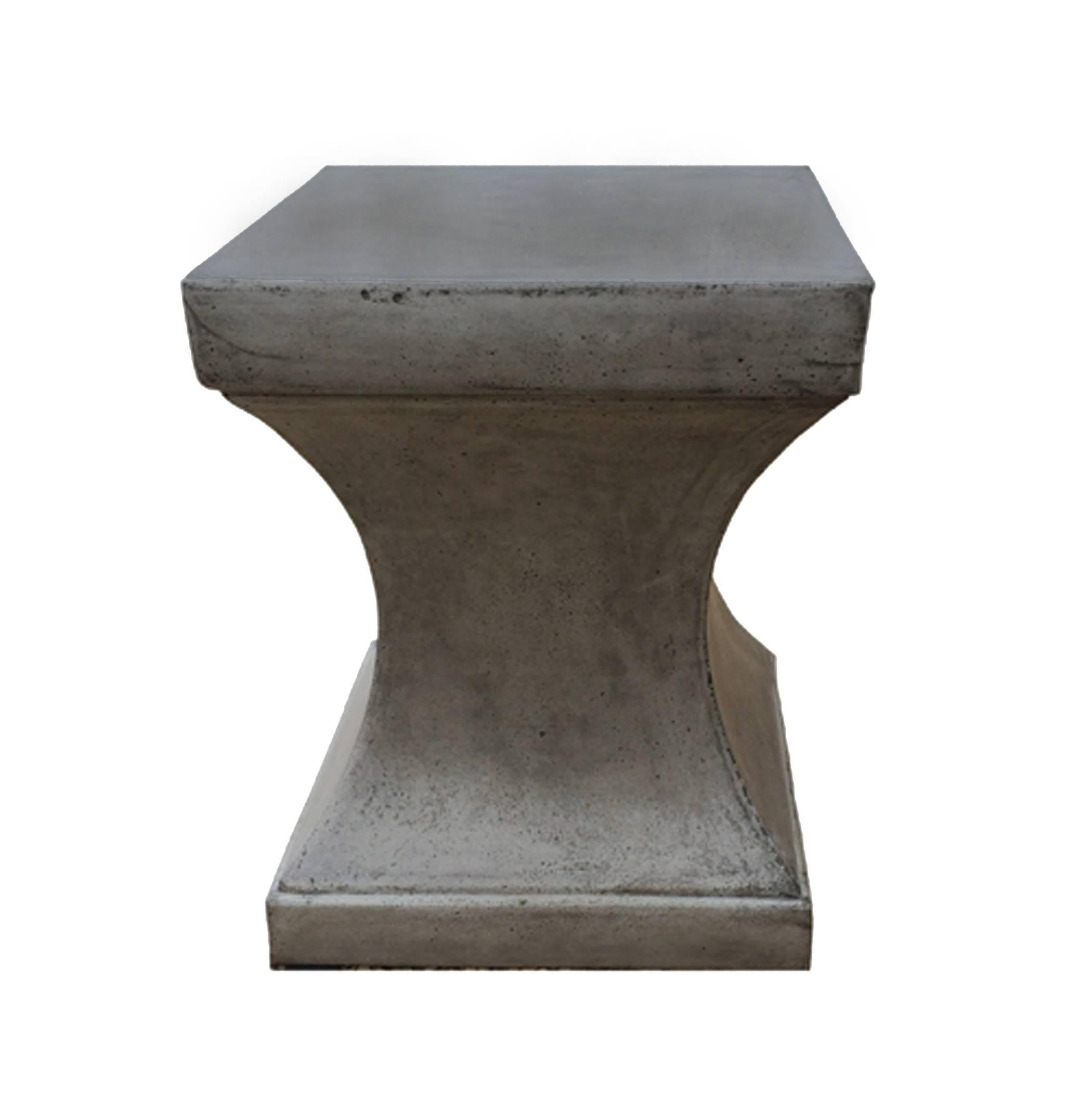Square tapered stone side table; for interior or garden use; 20th century.