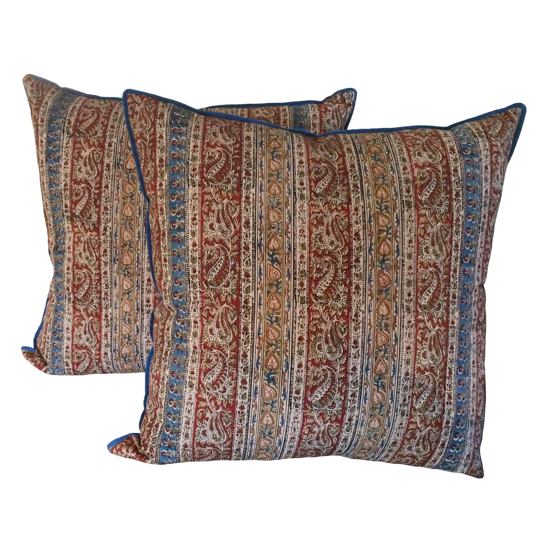 Cotton Pair of Indian Batik Pillows