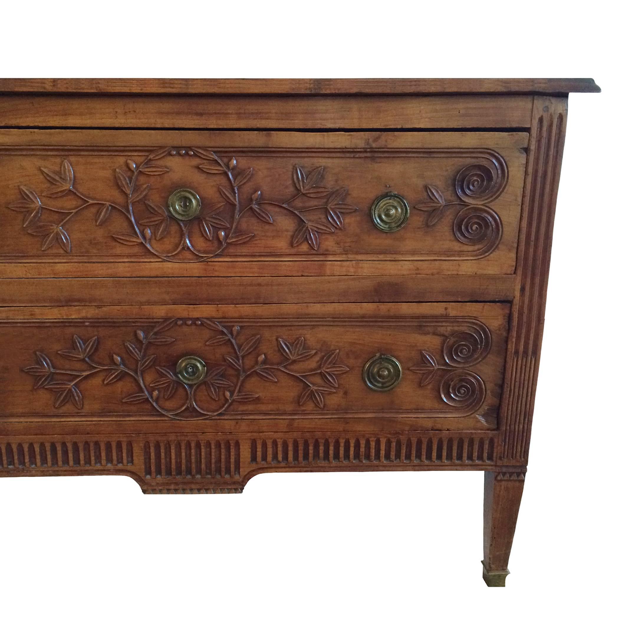 French Louis XVI Walnut Commode For Sale
