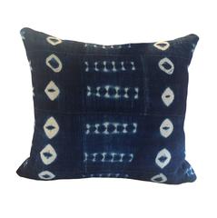 19th Century Pair of African Indigo Batik Pillows