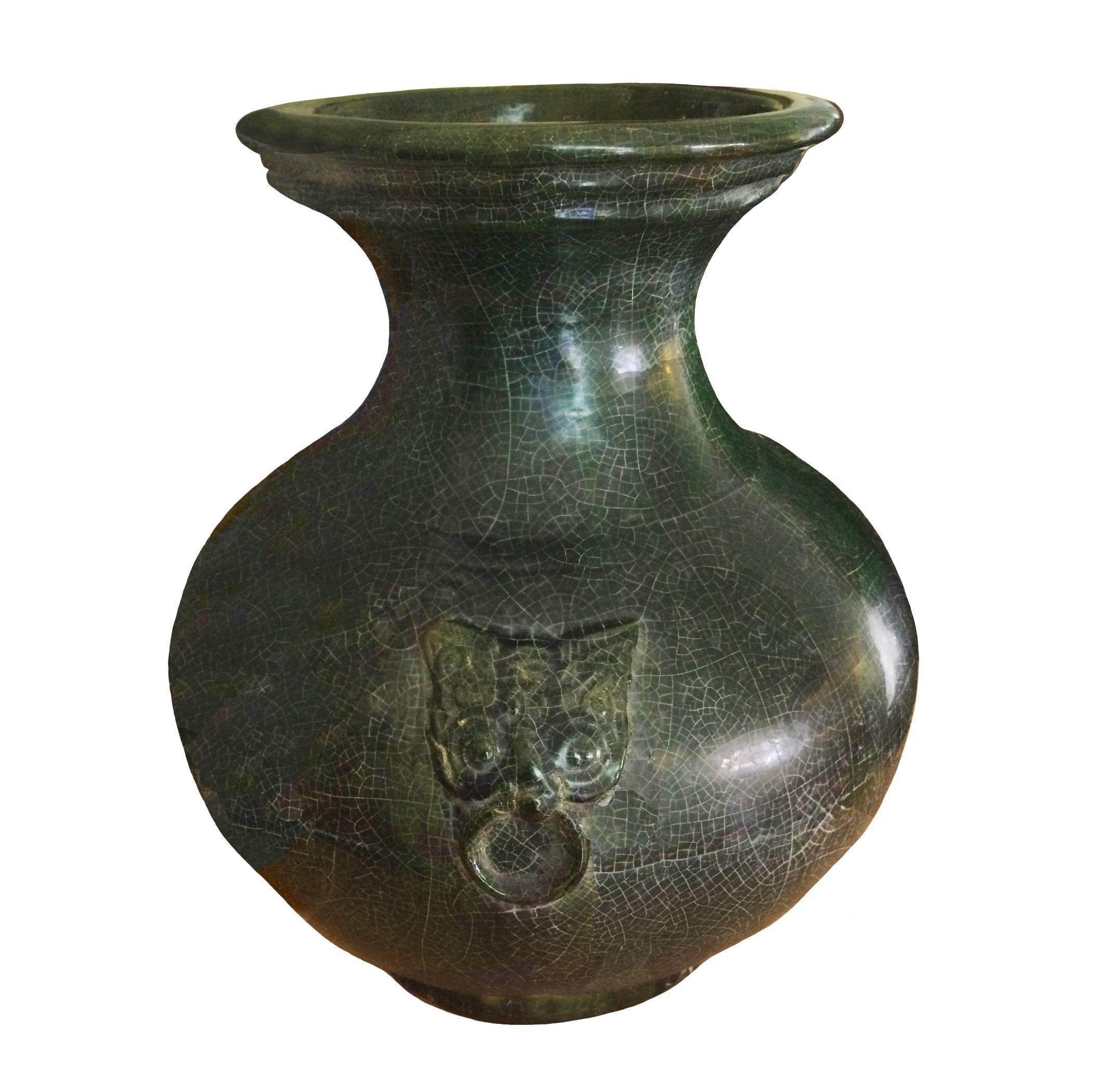 Glazed Han Style Green Pottery Vase