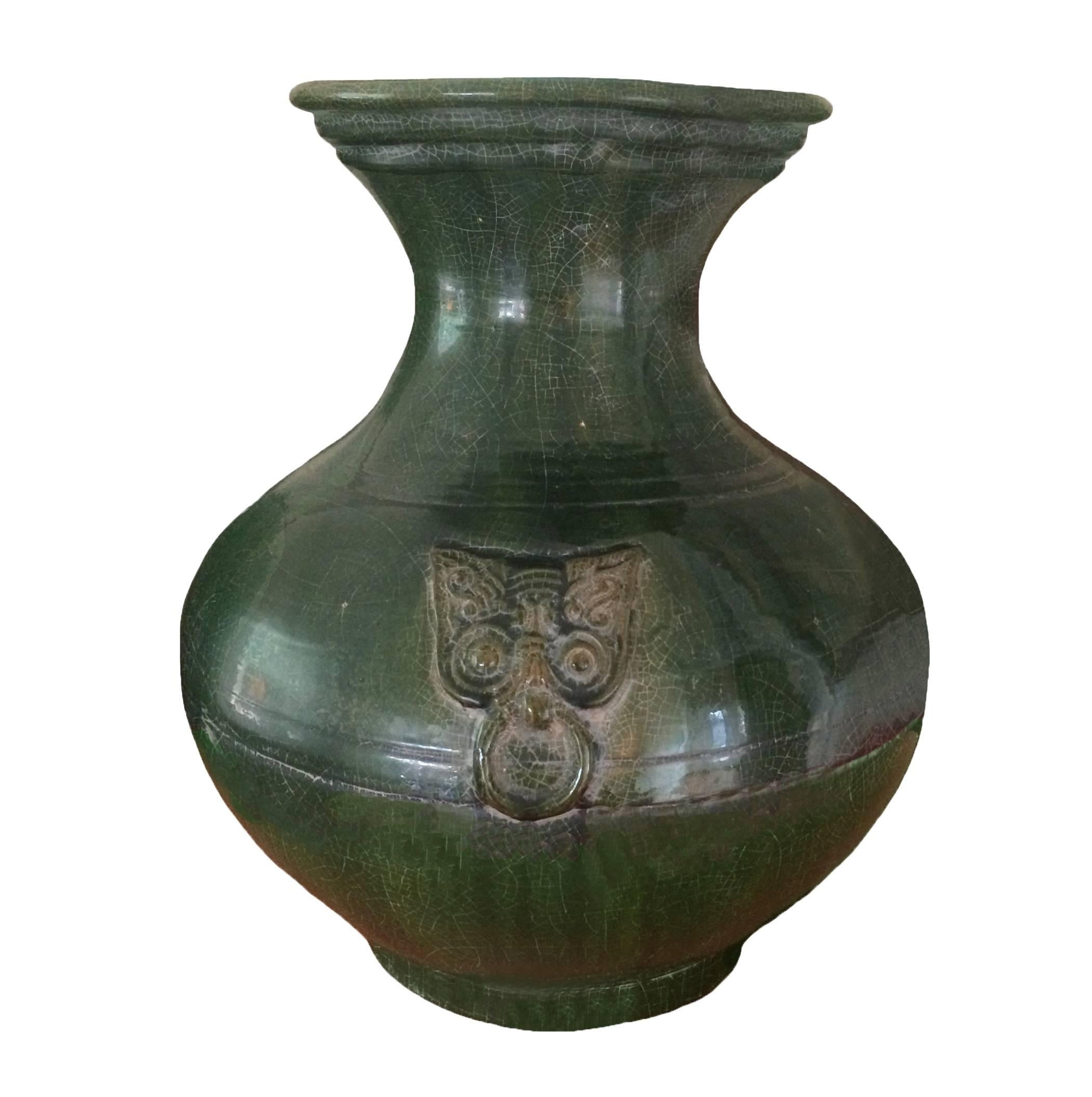 Han style green gazed pottery Hu Jar, 20th century.
 