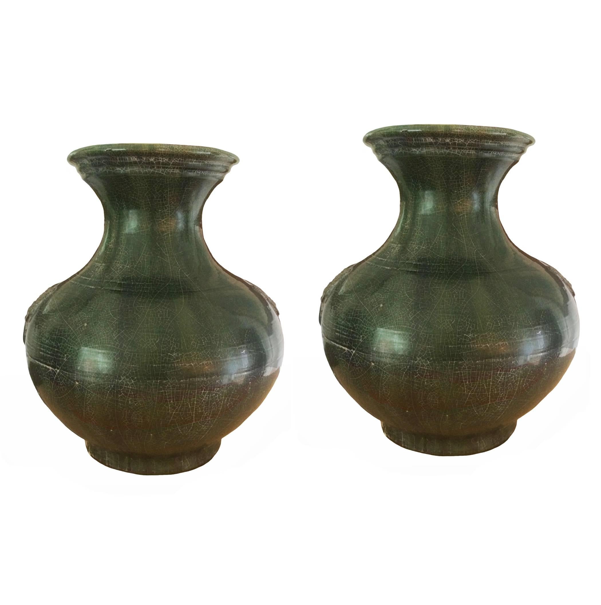 Chinese Han Style Green Pottery Vase