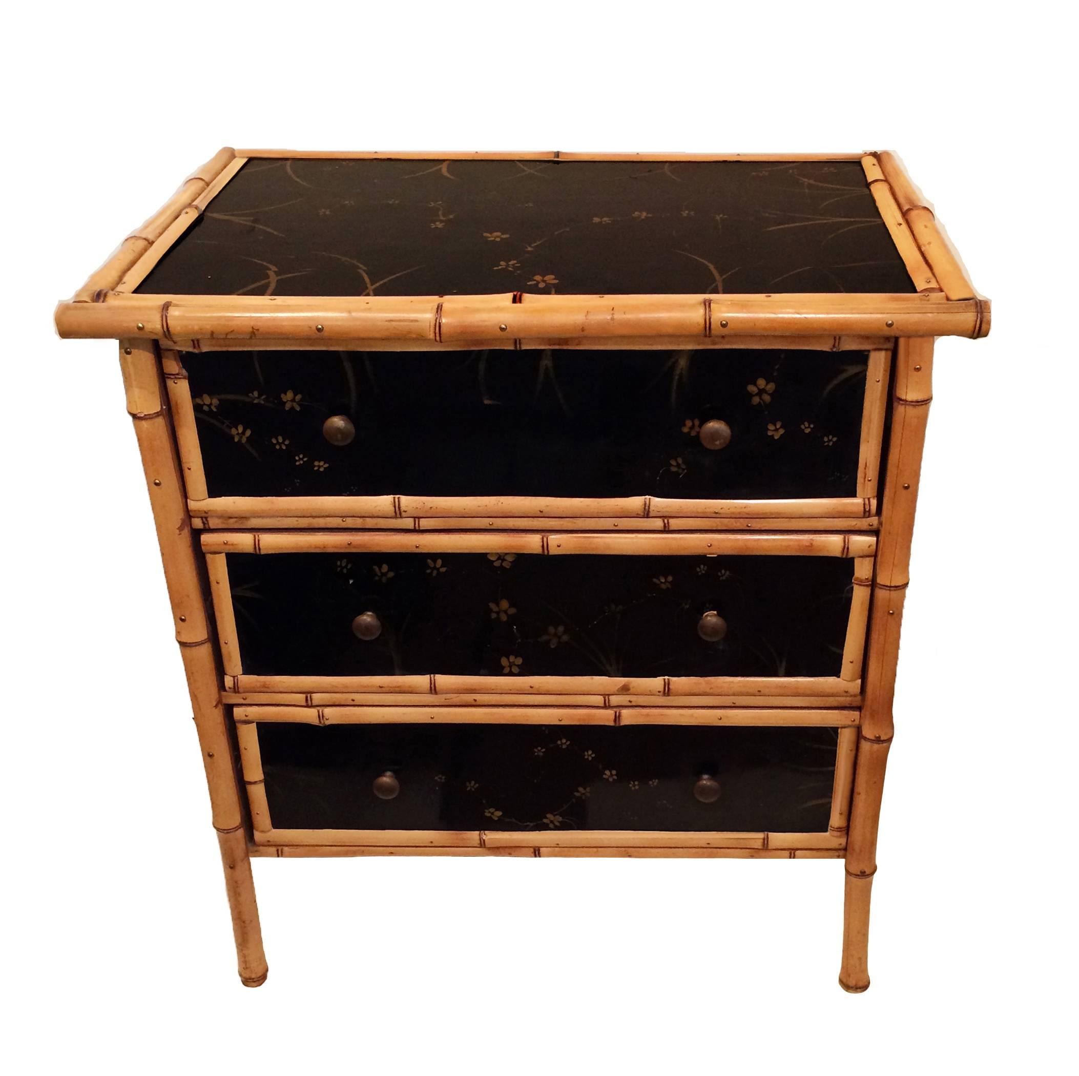 French Bamboo Chinoiserie Lacquer Chest For Sale 3