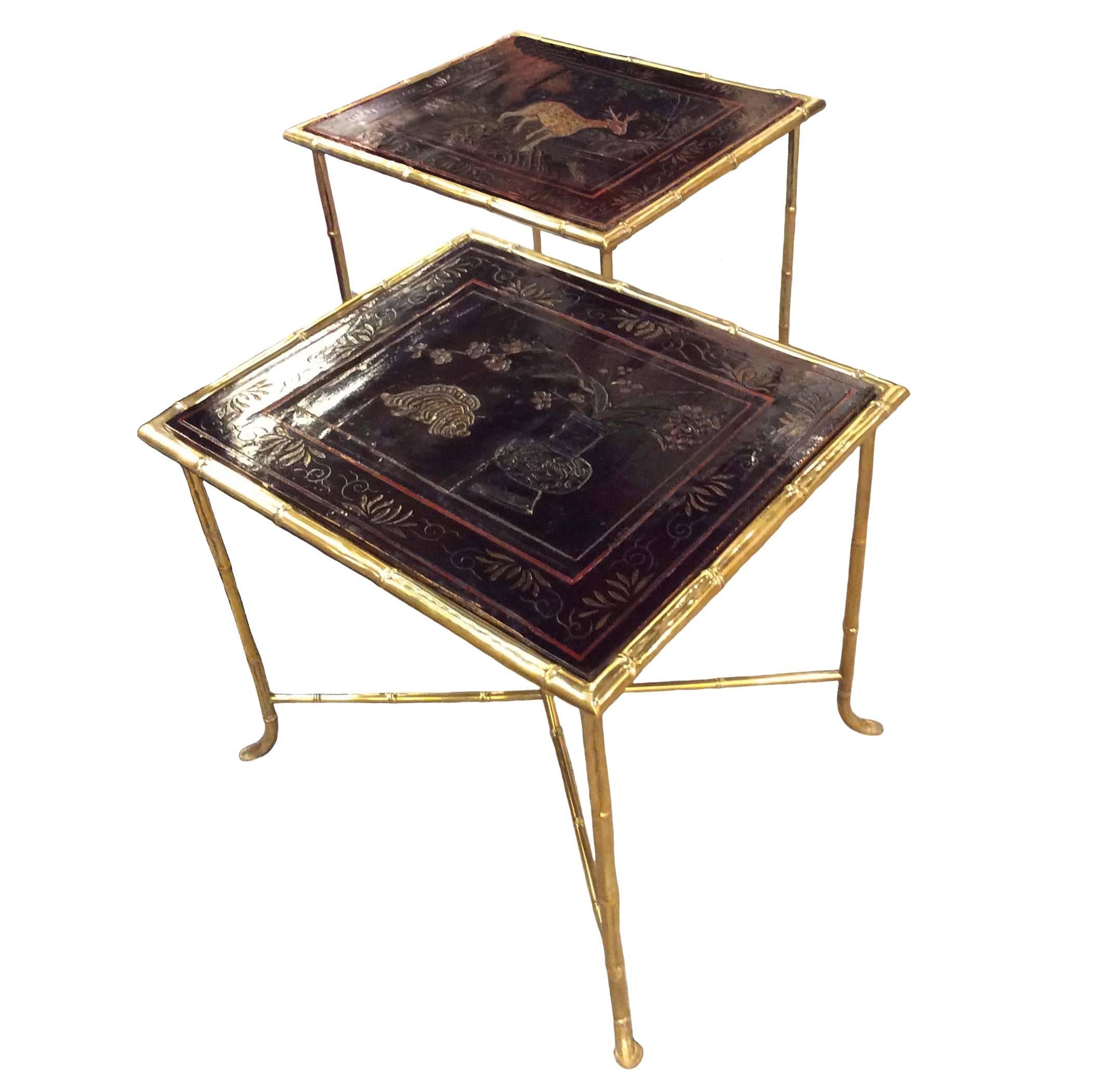 Pair of unique Chinoiserie Lacquer Tables
