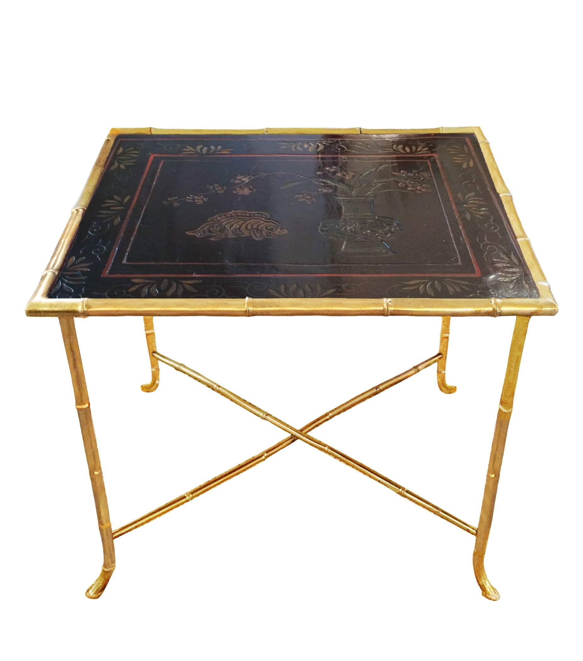 Pair of unique Chinoiserie Lacquer Tables In Excellent Condition In Montecito, CA