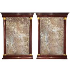 Antique Pair of 19th Century Empire Style Mahogany Mirrors