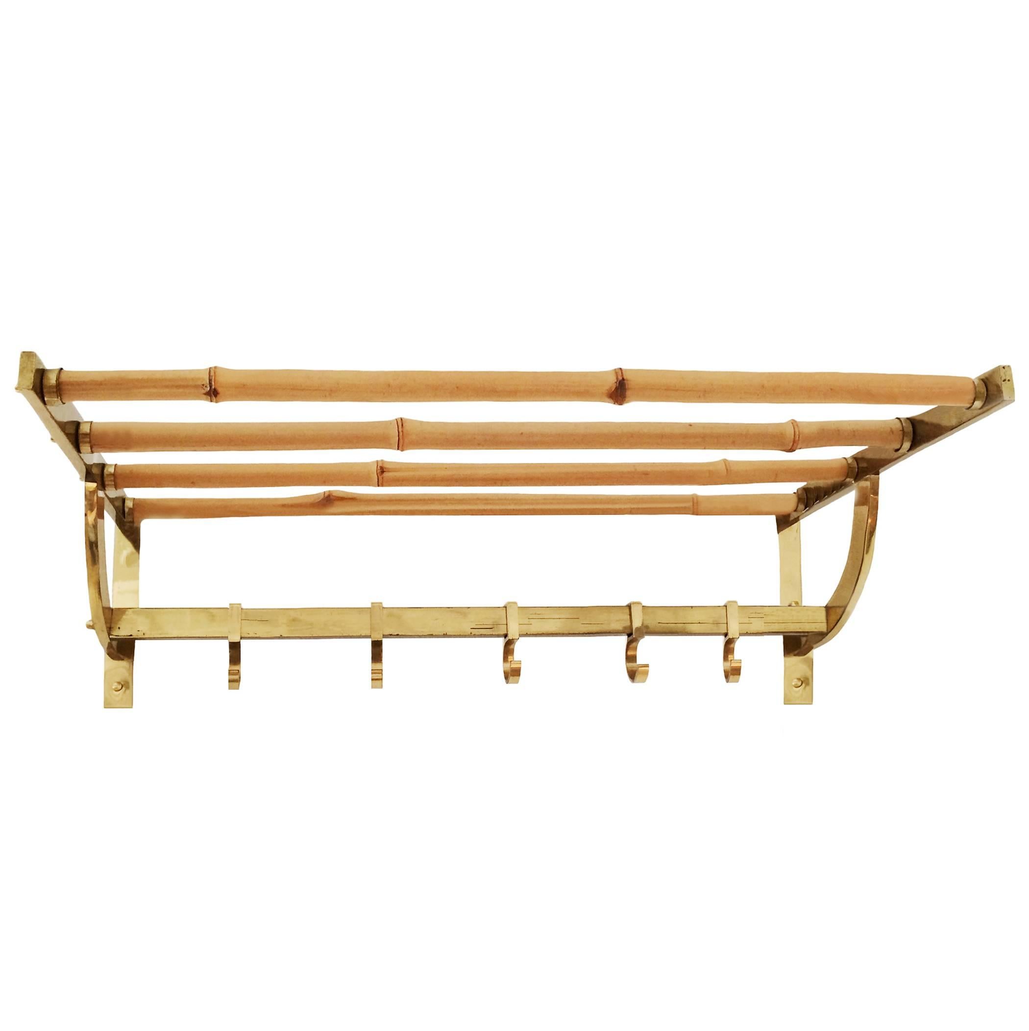 Pair of Austrian Bamboo and Brass Coat Racks, Done In Excellent Condition For Sale In Montecito, CA
